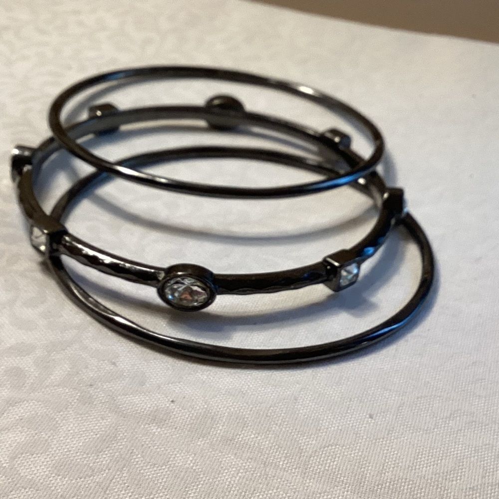 Gunmetal Black Bangle Bracelet Set of 3